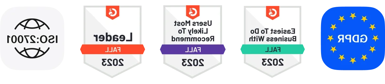GDPR, ISO:27001, and G2 badges icons